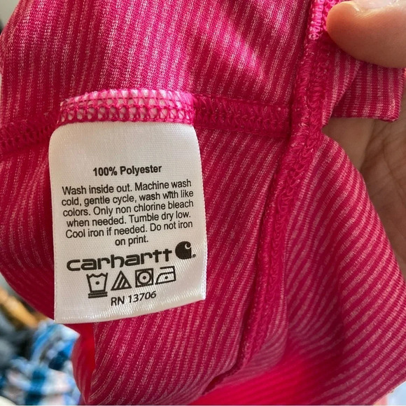 CARHARTT Pullover Pink Hooded Striped Light Jacket Girl’s Size Small (8) - Picture 5 of 10